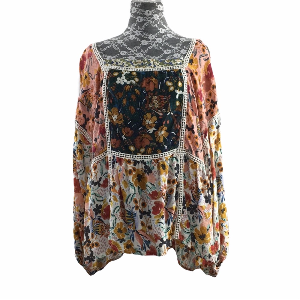 Anthro Maeve Multicolor Maeve Nikki Peasant Blouse